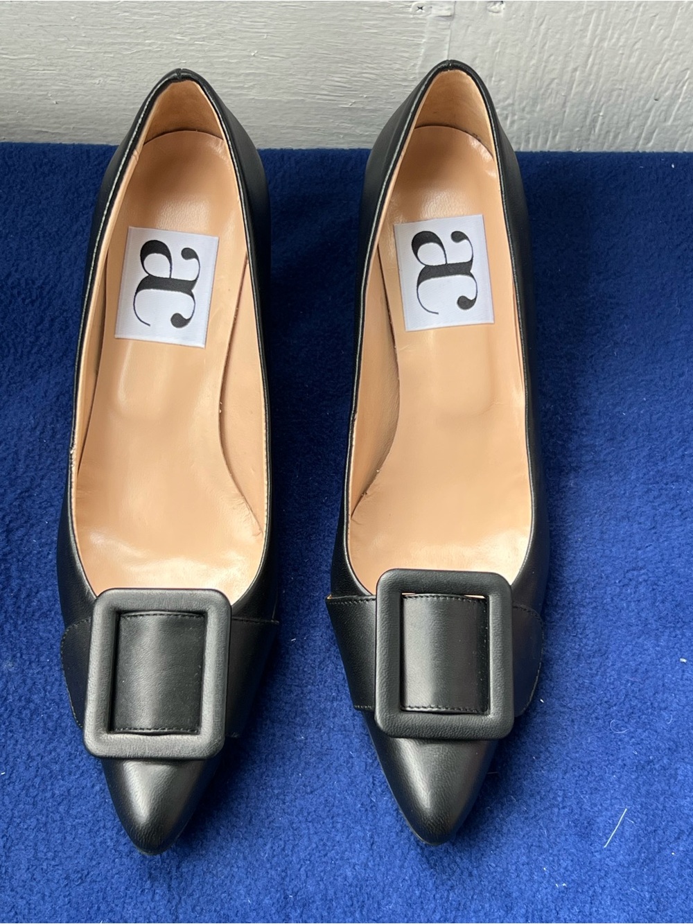 Andrea Carrano Black Leather Pump Size 39.5